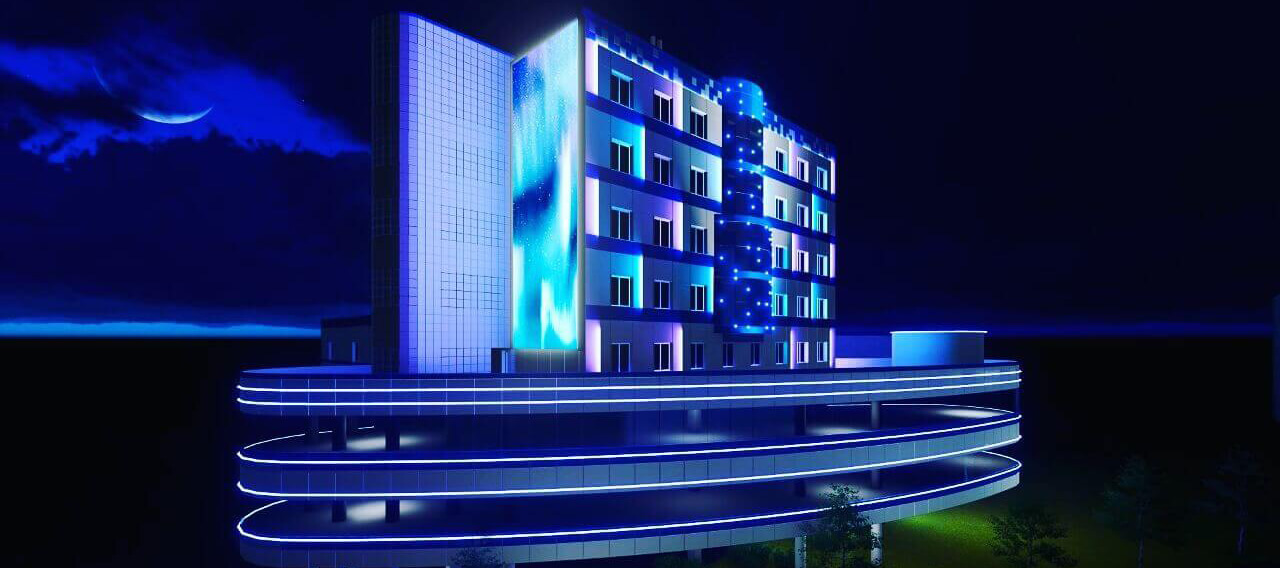 Архитектурное освещение здания бизнес центра